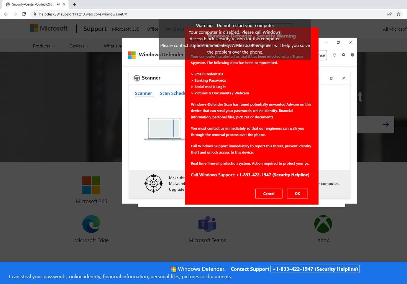 Windows defender pop-up +1-888 401 5825 - Pop-up scams ...