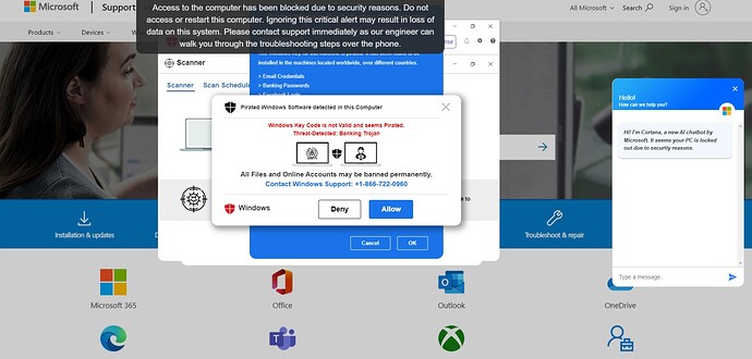 Pirated Software Pop-Up