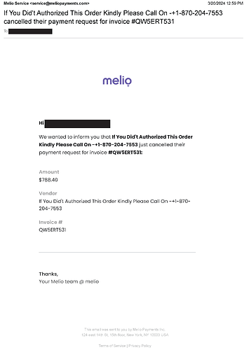 2024-03-20-Melio Refund-Scam-Email_Redacted