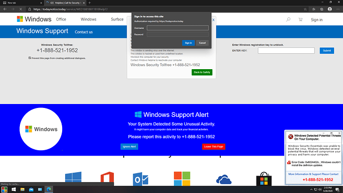 vm with popup