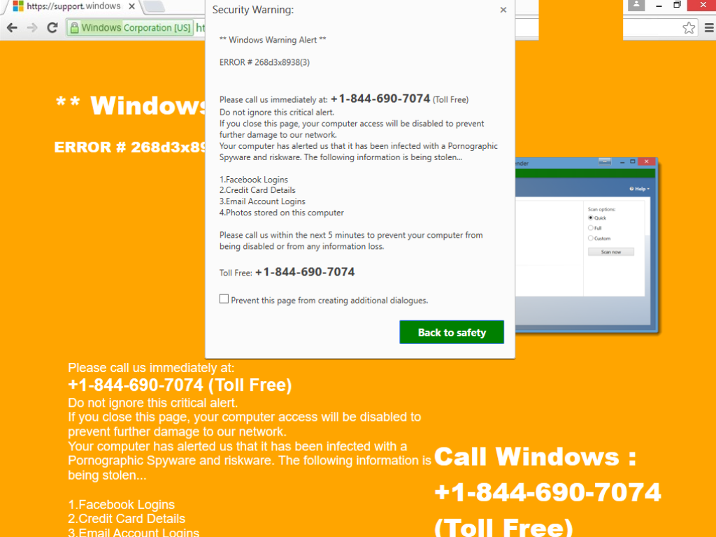 New Microsoft Support Scammer Pop Up Ad 1 844 690 7074 Pop Up